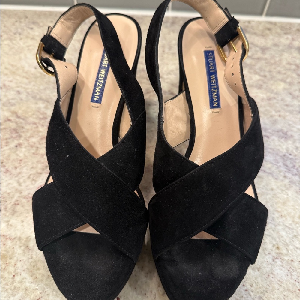 Stuart Weitzman Black Suede Women's Sandals